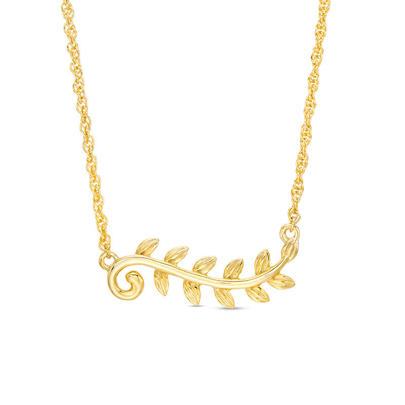 Sideways Leaf Vine Necklace in 10K Gold|Peoples Jewellers