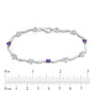 Thumbnail Image 3 of 4.0mm Amethyst and Diamond Accent Heart and Wave Link Bracelet in Sterling Silver