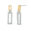Thumbnail Image 0 of Lab-Created White Sapphire Open Double Rectangle Link Drop Earrings in Sterling Silver and 10K Gold