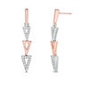 Lab-Created White Sapphire Graduated Open Triple Triangle Drop Earrings in Sterling Silver and 10K Rose Gold