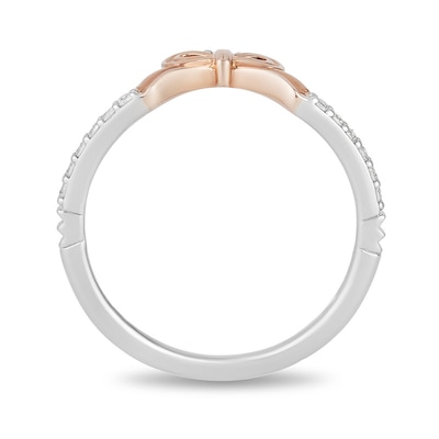 Enchanted Disney Snow White 0.10 CT. T.W. Diamond Bow Contour Wedding Band in 14K Two-Toned Gold