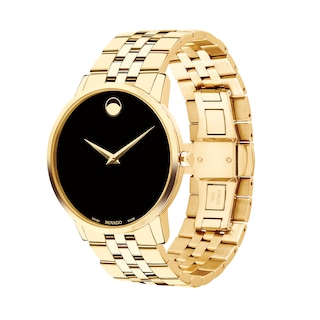 Men's Movado Museum® Classic Gold-Tone PVD Watch with Black Dial (Model: 0607203)