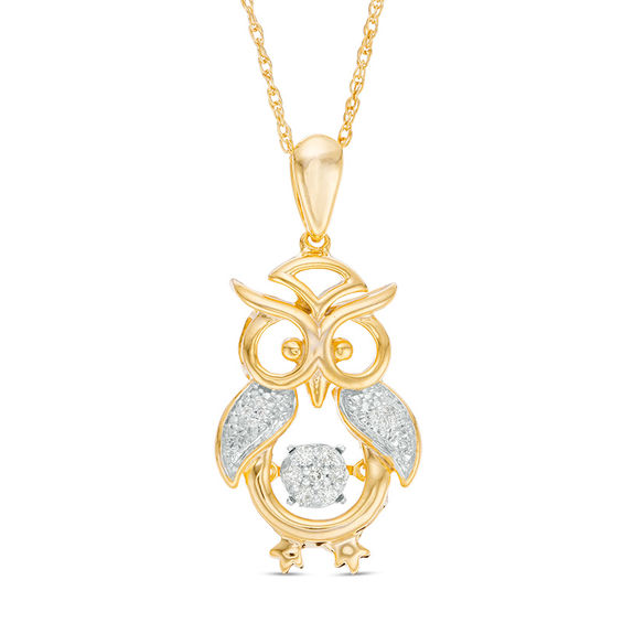 Unstoppable Love™ 0.065 CT. T.W. Diamond Owl Pendant in Sterling Silver with 14K Gold Plate