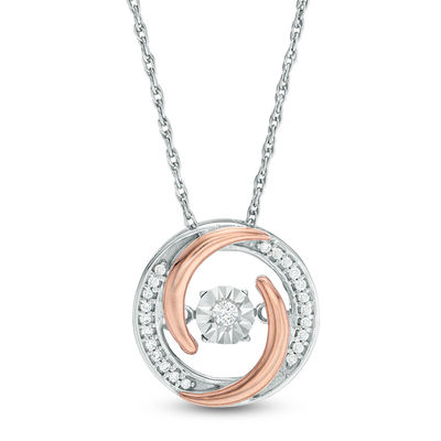 Unstoppable Love™ 0.085 CT. T.W. Diamond Swirl Pendant in Sterling Silver and 10K Rose Gold