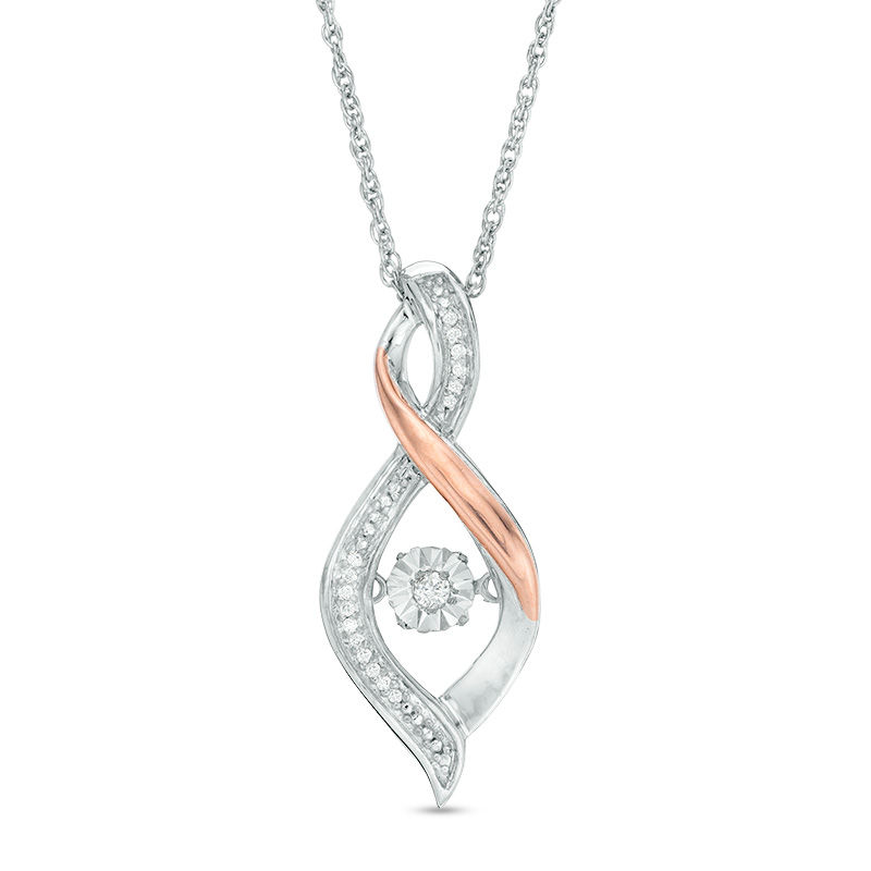 Unstoppable Love™ 0.04 CT. T.W. Diamond Flame Pendant in Sterling Silver and 10K Rose Gold|Peoples Jewellers