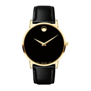 Men's Movado Museum® Classic Gold-Tone PVD Strap Watch with Black Dial (Model: 0607271)