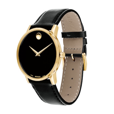 Men's Movado Museum® Classic Gold-Tone PVD Strap Watch with Black Dial (Model: 0607271)