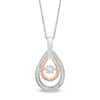 Unstoppable Love™ 0.086 CT. T.W. Diamond Double Teardrop Pendant in Sterling Silver and 10K Rose Gold