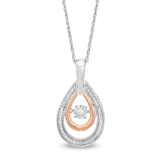 Unstoppable Love™ 0.086 CT. T.W. Diamond Double Teardrop Pendant in Sterling Silver and 10K Rose Gold