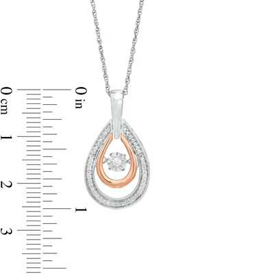 Unstoppable Love™ 0.086 CT. T.W. Diamond Double Teardrop Pendant in Sterling Silver and 10K Rose Gold