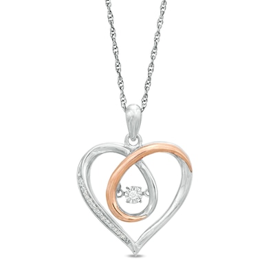 Unstoppable Love™ 0.065 CT. T.W. Diamond Looping Heart Pendant in Sterling Silver and 10K Rose Gold