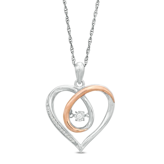 Unstoppable Love™ 0.065 CT. T.W. Diamond Looping Heart Pendant in Sterling Silver and 10K Rose Gold