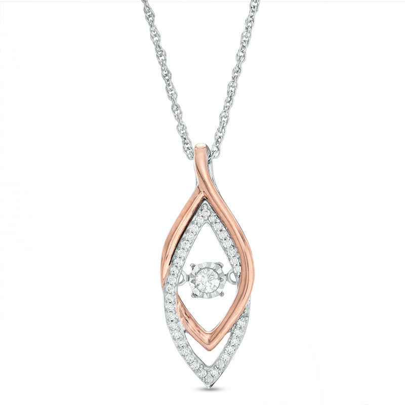 Unstoppable Love™ 0.145 CT. T.W. Diamond Interlocking Marquise-Shaped Pendant in Sterling Silver and 10K Rose Gold|Peoples Jewellers