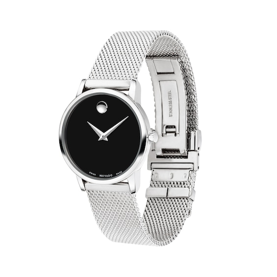 Ladies' Movado Museum® Classic Mesh Watch with Black Dial (Model: 0607220)