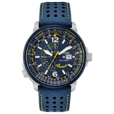 Men's Citizen Eco-Drive® Blue Angels Promaster Nighthawk Strap Watch with Blue Dial (Model: BJ7007-02L)