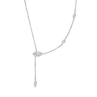 0.29 CT. T.W. Diamond Marquise Frame Station Lariat Bolo Necklace in Sterling Silver - 26"