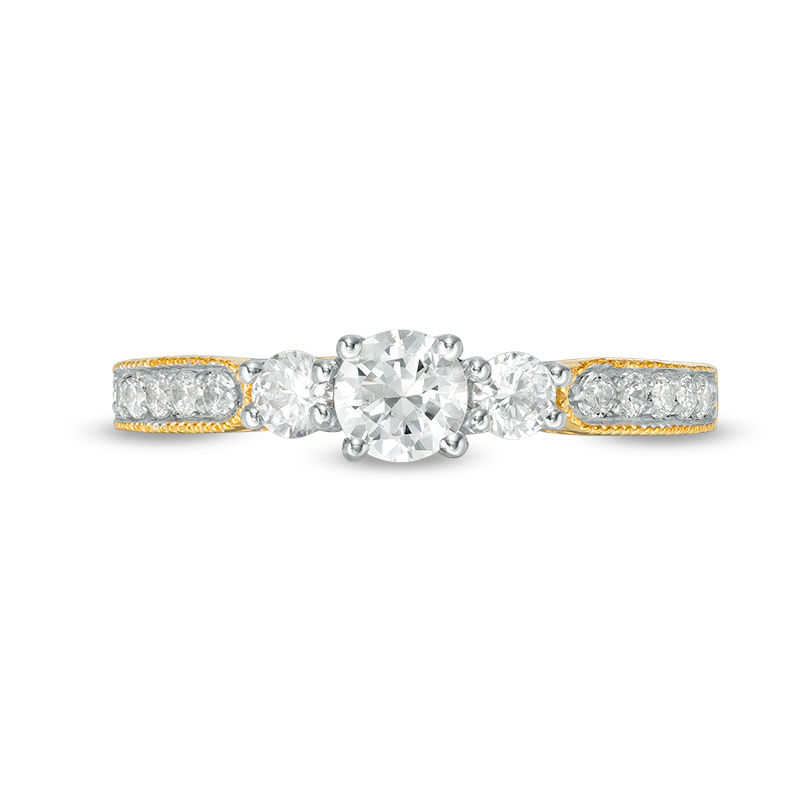 0.69 CT. T.W. Diamond Three Stone Vintage-Style Engagement Ring in 10K Gold|Peoples Jewellers