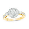 Thumbnail Image 0 of 0.95 CT. T.W. Diamond Frame Three Stone Engagement Ring in 10K Gold
