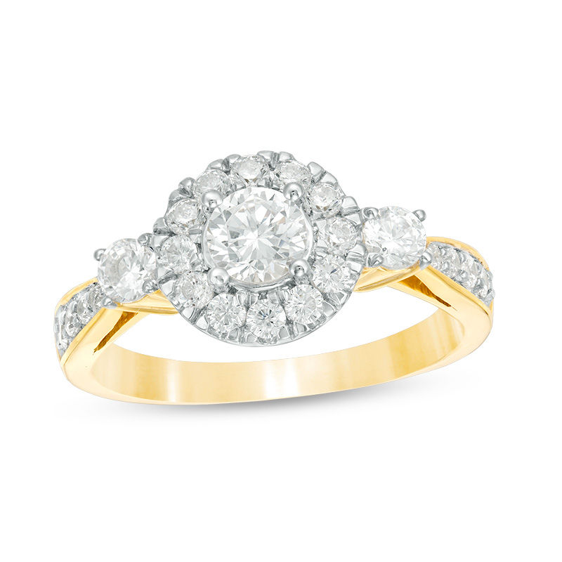 0.95 CT. T.W. Diamond Frame Three Stone Engagement Ring in 10K Gold|Peoples Jewellers