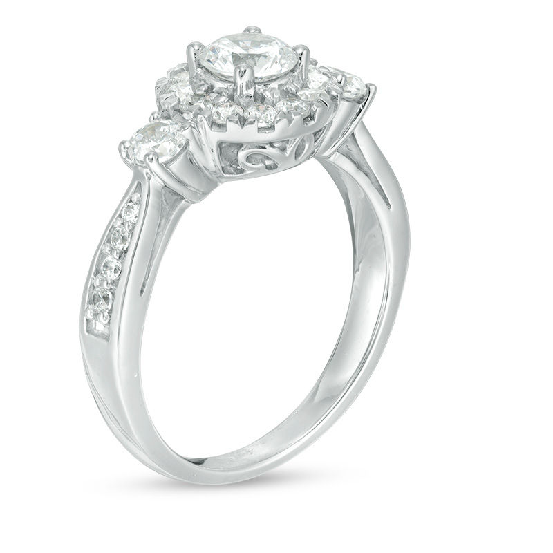 0.95 CT. T.W. Diamond Frame Three Stone Engagement Ring in 10K White Gold|Peoples Jewellers