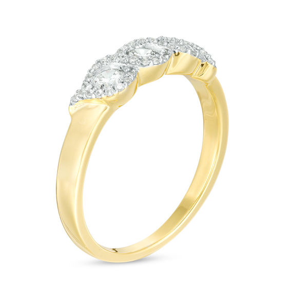 0.45 CT. T.W. Diamond Three Stone Twist Frame Engagement Ring in 10K Gold