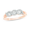 0.45 CT. T.W. Diamond Three Stone Twist Frame Engagement Ring in 10K Rose Gold