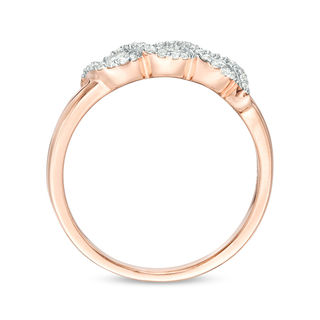 0.45 CT. T.W. Diamond Three Stone Twist Frame Engagement Ring in 10K Rose Gold