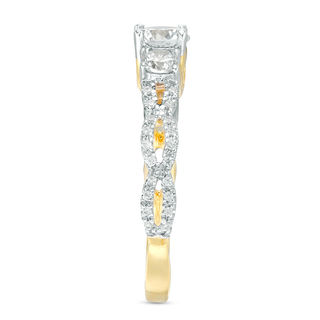 0.95 CT. T.W. Diamond Three Stone Braid Engagement Ring in 10K Gold