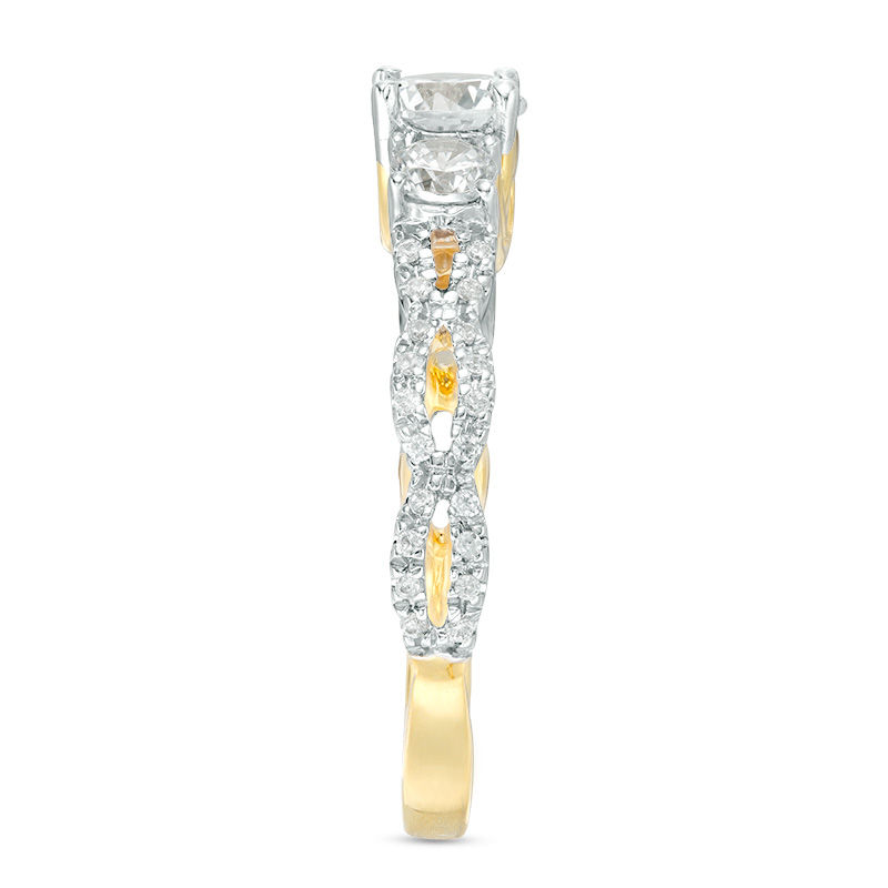 0.95 CT. T.W. Diamond Three Stone Braid Engagement Ring in 10K Gold|Peoples Jewellers