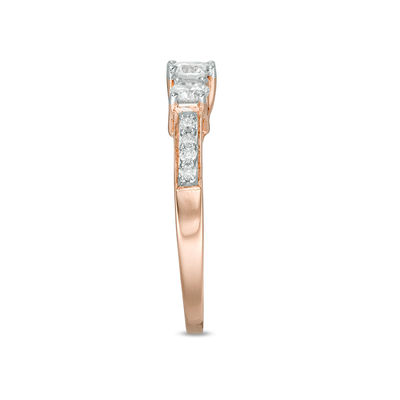 0.69 CT. T.W. Diamond Three Stone Engagement Ring in 10K Rose Gold