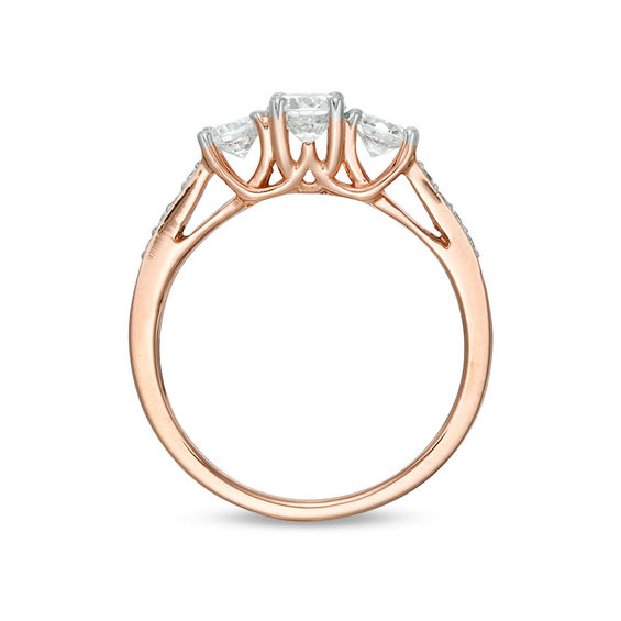 0.69 CT. T.W. Diamond Three Stone Engagement Ring in 10K Rose Gold