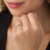 Thumbnail Image 2 of 0.95 CT. T.W. Diamond Three Stone Two Row Engagement Ring in 10K Gold