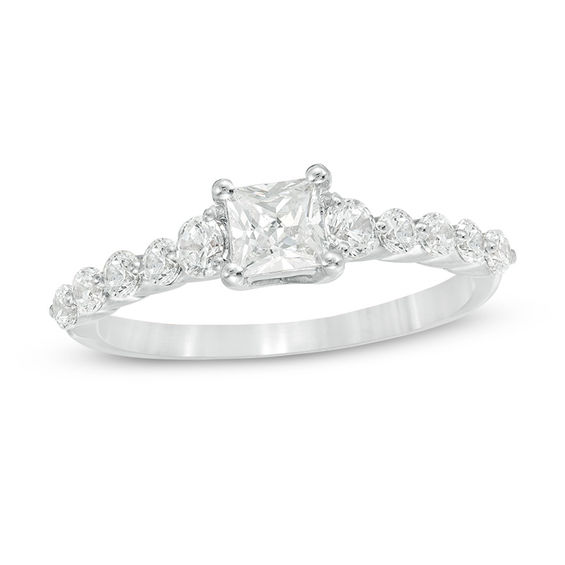 0.95 CT. T.W. Princess-Cut Diamond Three Stone Engagement Ring in 10K Gold