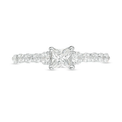 0.95 CT. T.W. Princess-Cut Diamond Three Stone Engagement Ring in 10K Gold