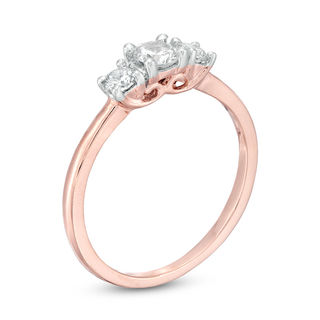 0.45 CT. T.W. Diamond Three Stone Engagement Ring in 10K Rose Gold