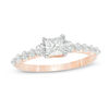 Thumbnail Image 1 of 0.95 CT. T.W. Princess-Cut Diamond Three Stone Engagement Ring in 10K Rose Gold