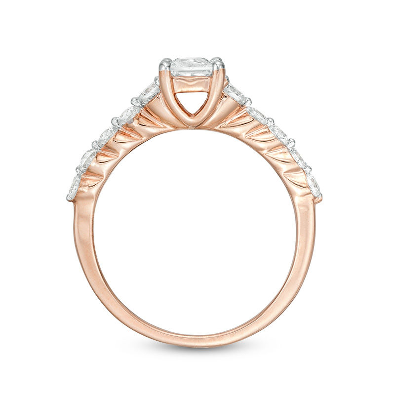 0.95 CT. T.W. Princess-Cut Diamond Three Stone Engagement Ring in 10K Rose Gold|Peoples Jewellers