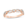 0.23 CT. T.W. Diamond Alternating Heart Stackable Band in 10K Rose Gold