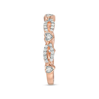 0.23 CT. T.W. Diamond Alternating Heart Stackable Band in 10K Rose Gold