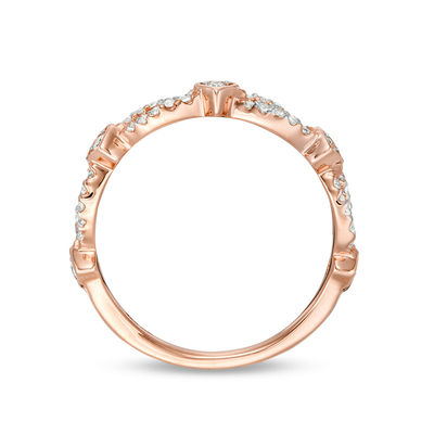 0.23 CT. T.W. Diamond Alternating Heart Stackable Band in 10K Rose Gold