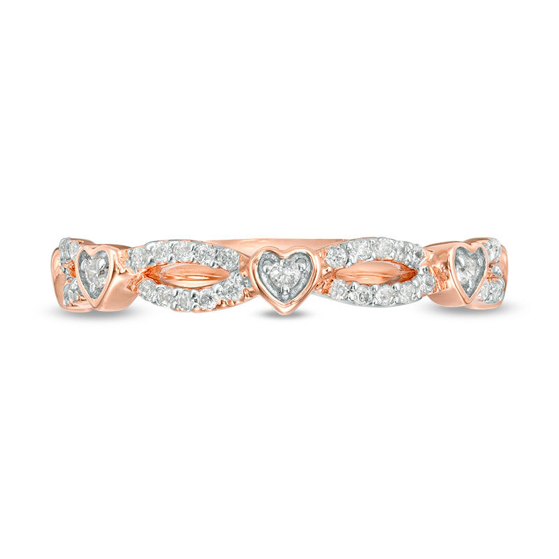 0.23 CT. T.W. Diamond Alternating Heart Stackable Band in 10K Rose Gold|Peoples Jewellers