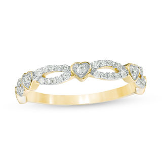 0.23 CT. T.W. Diamond Alternating Heart Stackable Band in 10K Gold