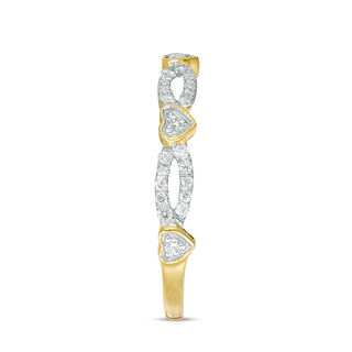 0.23 CT. T.W. Diamond Alternating Heart Stackable Band in 10K Gold