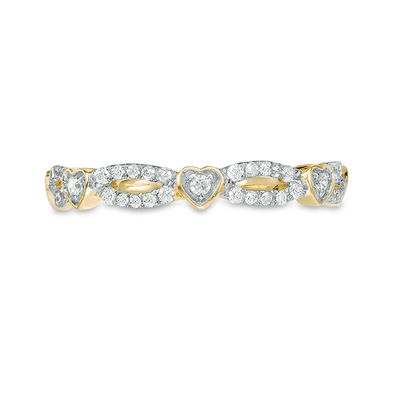 0.23 CT. T.W. Diamond Alternating Heart Stackable Band in 10K Gold