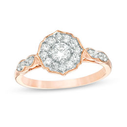 0.45 CT. T.W. Diamond Quatrefoil Frame Ring in 10K Rose Gold