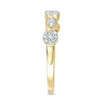 0.18 CT. T.W. Composite Diamond Flower and Leaf Stackable Band in 10K Gold