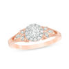 Thumbnail Image 0 of 0.29 CT. T.W. Diamond Frame Leaf Sides Ring in 10K Rose Gold