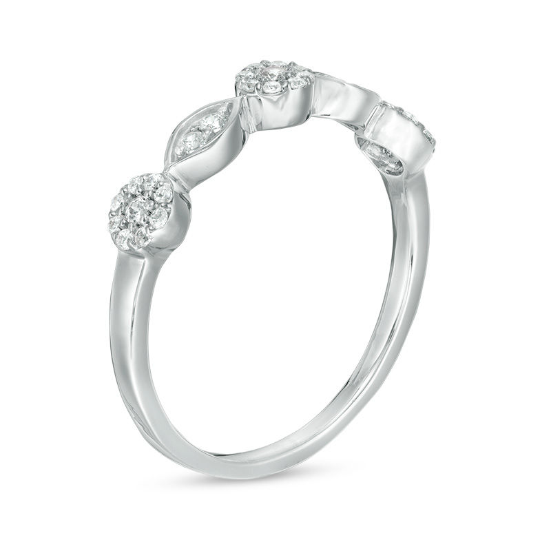 Main Image 2 of 0.18 CT. T.W. Composite Diamond Flower and Leaf Stackable Band in 10K White Gold