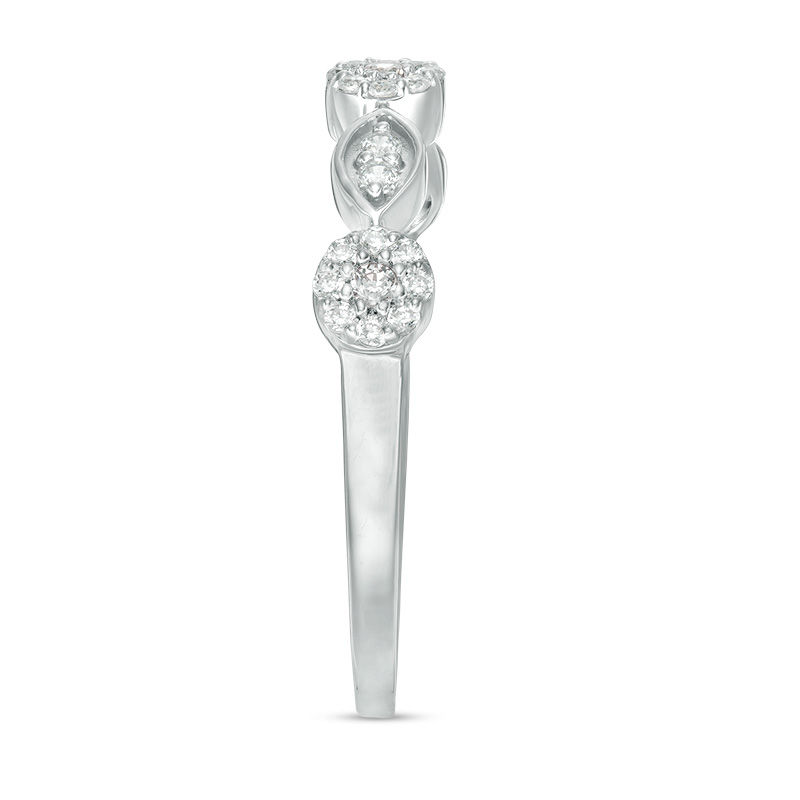 Main Image 4 of 0.18 CT. T.W. Composite Diamond Flower and Leaf Stackable Band in 10K White Gold