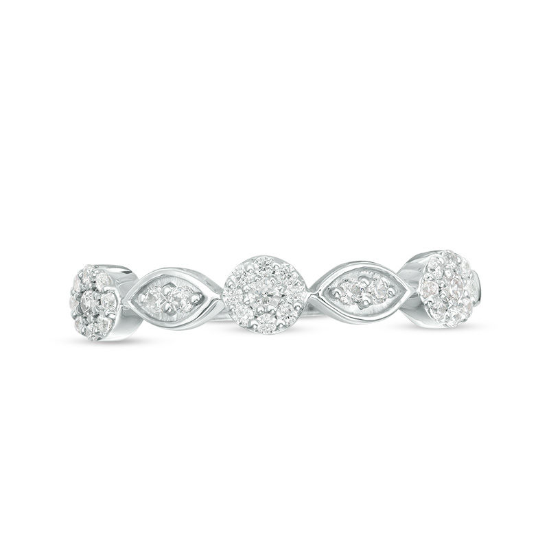 Main Image 6 of 0.18 CT. T.W. Composite Diamond Flower and Leaf Stackable Band in 10K White Gold